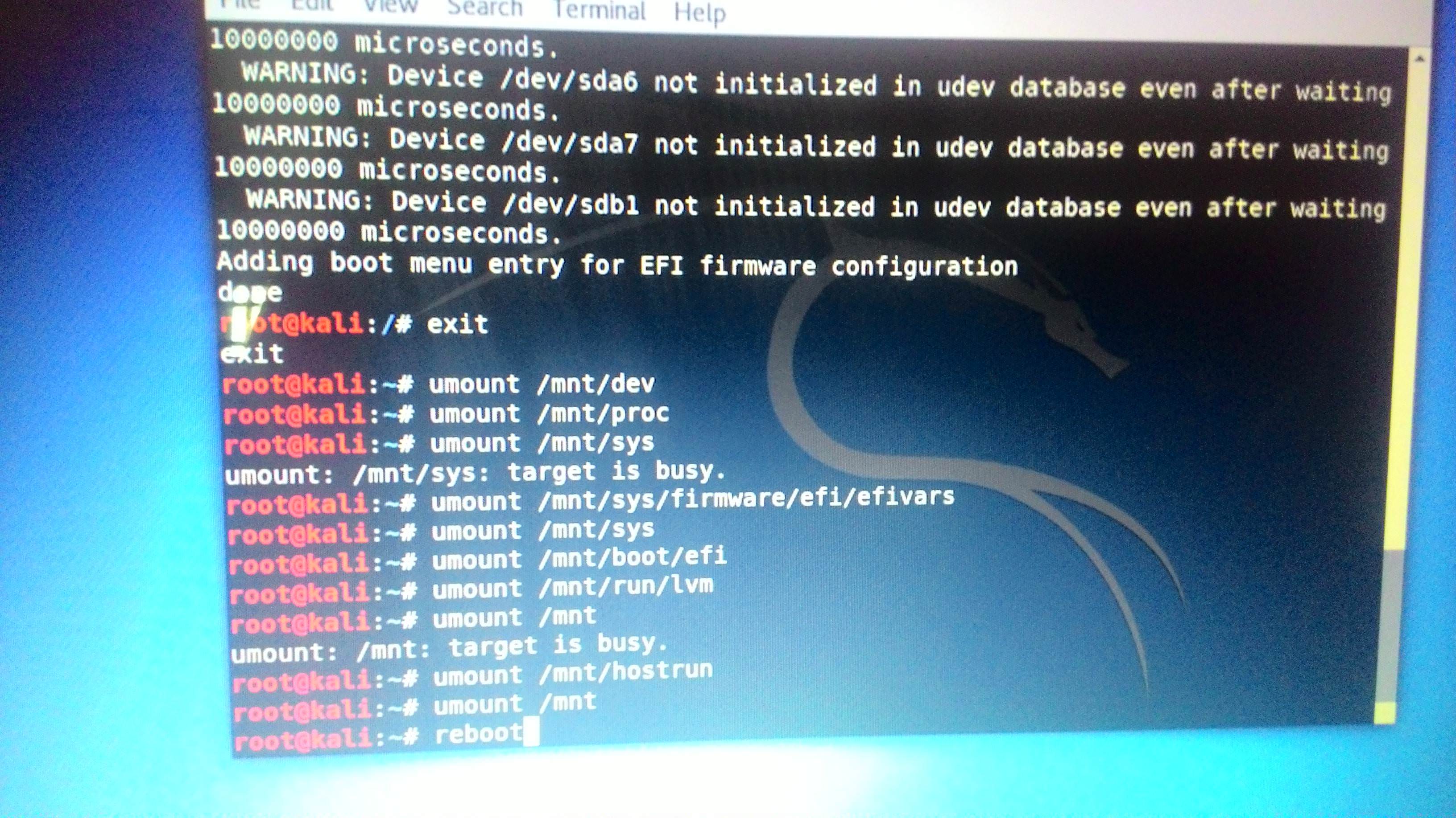 grub installation failed kali linux install on virtualbox